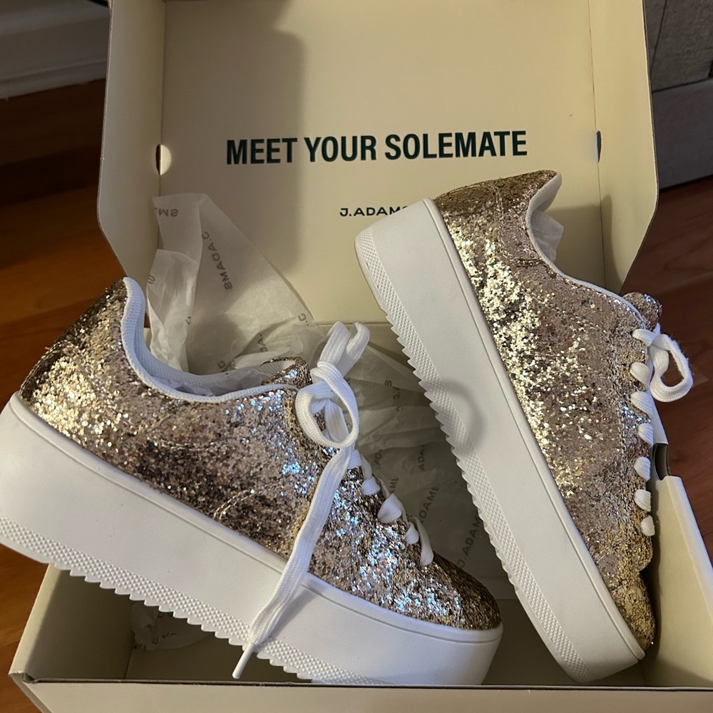 J Adams Hero platform gold Glitter Sneakers - 7